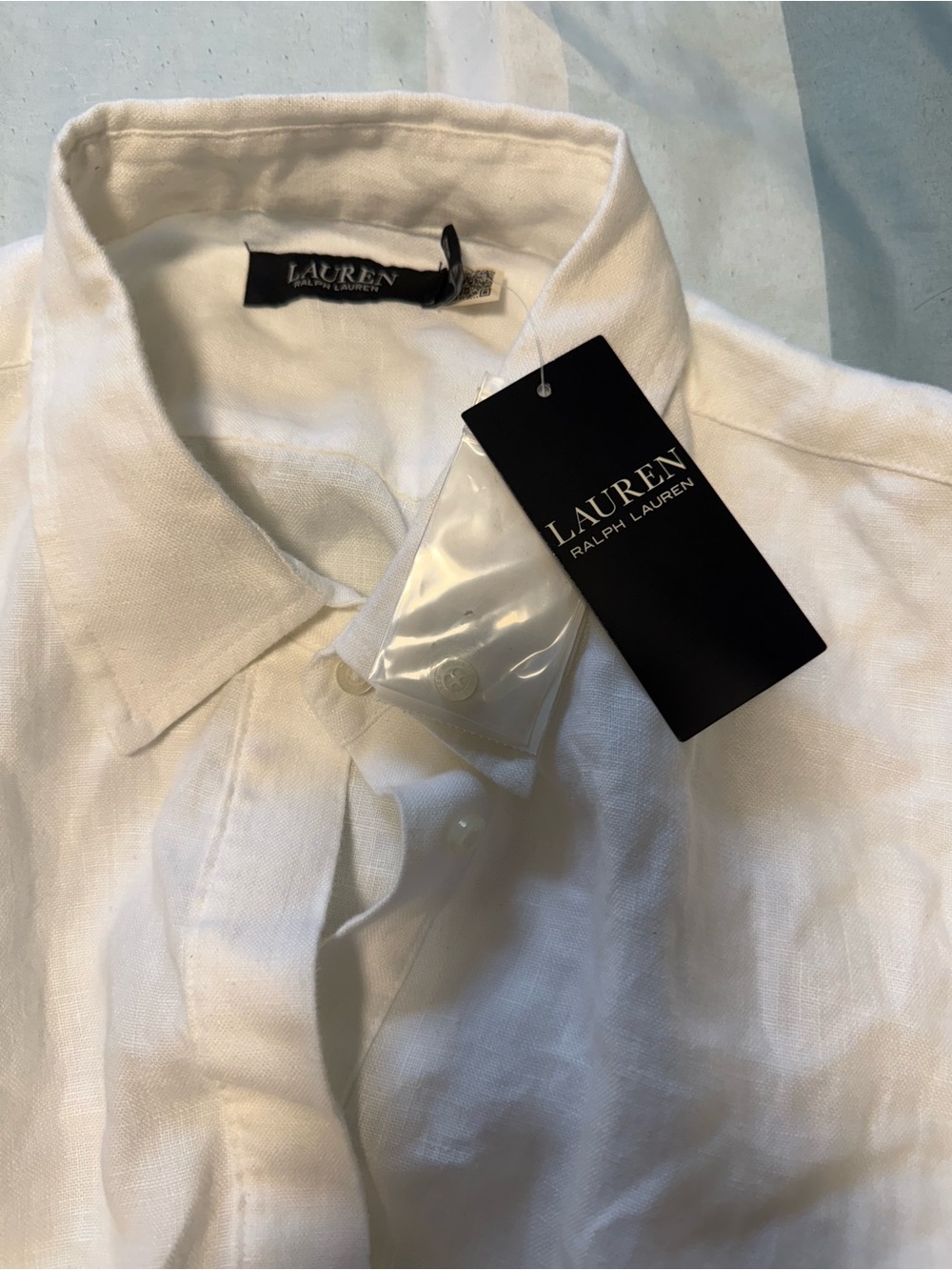 Lauren Ralph Lauren Men’s White Button-Down Linen Shirt